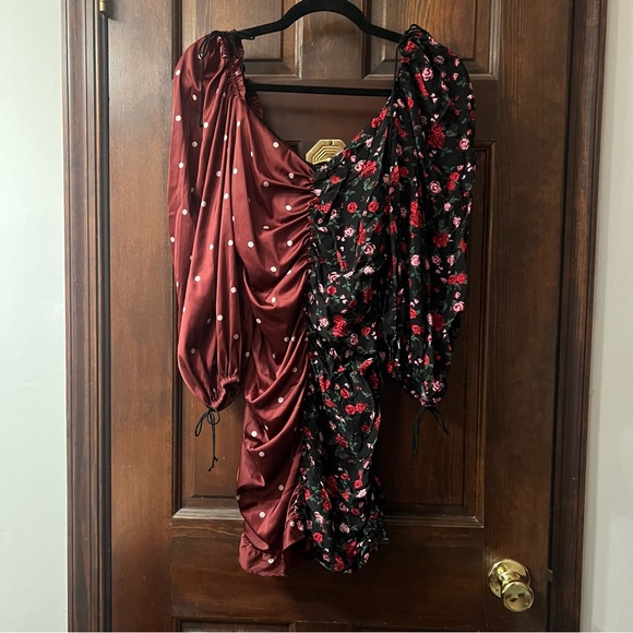 For Love and Lemons Cher Ruched Mini Dress Floral Polka Dot Medium - Picture 5 of 15